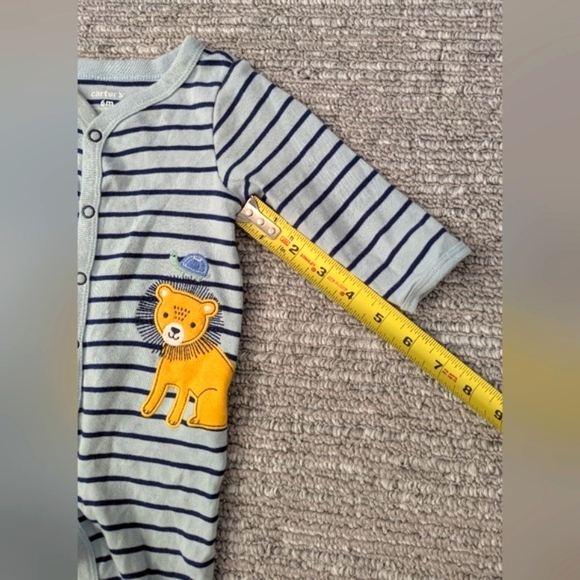 Carter's (Size 6 Months) One Piece Footed Blue Striped Lion Sleepers/Pyjamas - Picture 11 of 12